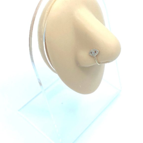 CZ Eye 24 KT Gold Plated Nose Cuff Fake Nose Rings No Piercing Jewelry - Picture 2 of 5